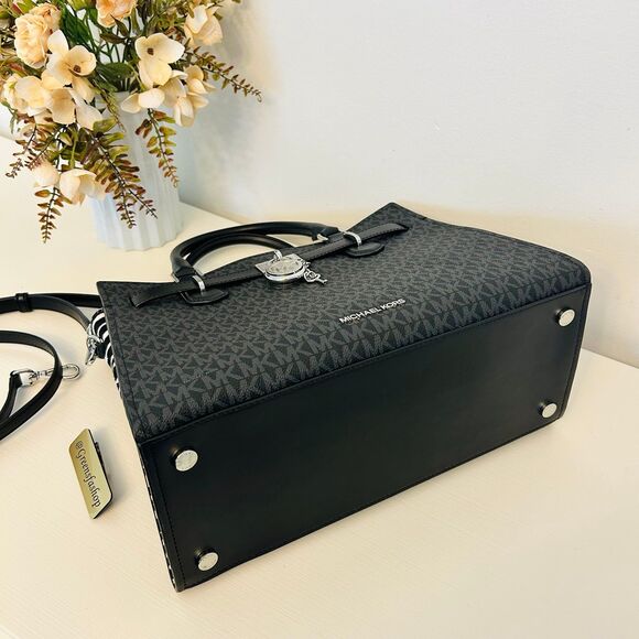 Michael Kors Purse Hamilton Medium Leather Satchel Camel - Picture 5 of 10